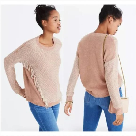 Madewell Reverse-Diamond Fringe Pullover Sweater - Picture 1 of 6